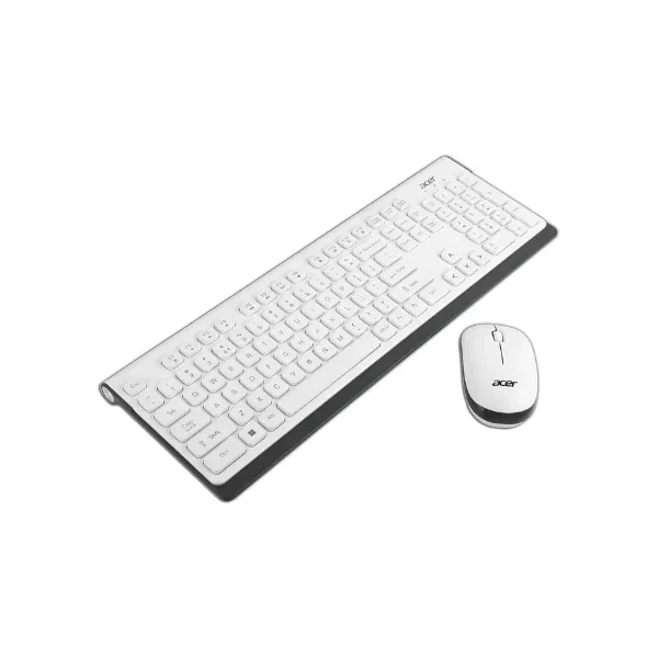 Acer Wireless Keyboard & Mouse Combo with Attractive Durable Design, 2.4GHz Nano Receiver, 10m Range, Indian Rupee Key Code, 1600 DPI, 10M Keystrokes Life for Microsoft Windows and Mac OS(White/Grey)