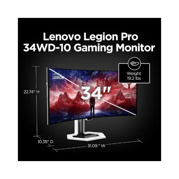 Lenovo Legion Pro 34WD-10| 34" 240Hz WQHD OLED Curved Gaming Monitor|0.03ms, USB-C Docking 140W PD,2xHDMI+DP, RJ45|Tilt,Swivel,Height Stand|AI Smart Sensors|2x5W Speakers|KVM Switch| 67C9UAC1IN