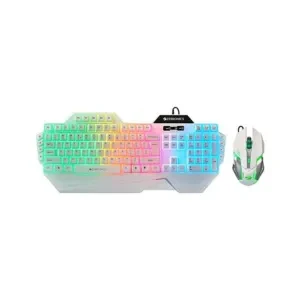 ZEBRONICS Optimus GaACCCming Keyboard & Mouse Combo, Braided Cable, Gold Plated USB, Upto 3600 DPI, 6 Buttons, High Resolution Sensor, Multicolor LED, Dedicated Macro Keys, 117 Keys (White)