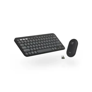 Logitech Pebble 2 Combo, Wireless Keyboard and Mouse, Quiet and Portable, Customisable, Logi Bolt, Bluetooth, Easy-Switch for Windows, macOS, iPadOS, Chrome - Tonal Graphite