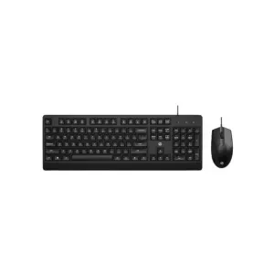 HP KM 180 Wired Mouse and Keyboard Combo, USB Plug-and-Play, 1200 dpi, Full-Size Layout with Numeric pad, Up to 10 Million keystrokes, Up to 1 Million clicks, 1-Year Warranty, 0.52 kg, Black, 7J4G3AA