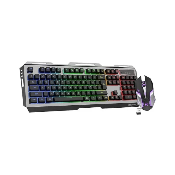 ZEBRONICS Transformer PRO Gaming Wireless Keyboard & Mouse Combo with 2.4GHz, Aluminum Body, Built in Battery, Multicolor LED Modes, Type C, Double Shot Keycaps, up to 4000 DPI