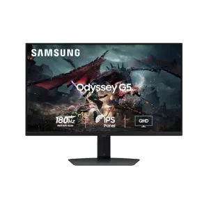 Samsung 27" (68.5cm) Odyssey G5 Fast IPS 2K Gaming Monitor|QHD 2560 x 1440|180 Hz|1ms|350nits|HDR 400|AMD FreeSync|Ports-DP,HDMI,Headphone|Height-Tilt-Pivot Adjustable Stand|LS27DG502EWXXL|Black