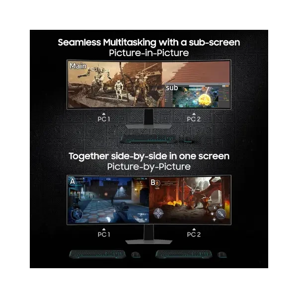 Samsung 49" (124.4cm) Odyssey OLED G9 Curved Gaming Monitor|Dual QHD 5120 x 1440|240Hz|0.03ms|DCI 99%|OLED Safeguard|FreeSync Premium Pro|G-Sync|Quantum Dot|HDR10+ Gaming|HAS|LS49DG930SWXXL|Silver