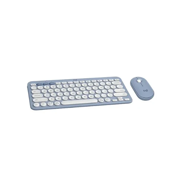 Logitech Pebble 2 Combo, Wireless Keyboard and Mouse, Quiet and Portable, Customisable, Logi Bolt, Bluetooth, Easy-Switch for Windows, macOS, iPadOS, Chrome - Tonal Blue
