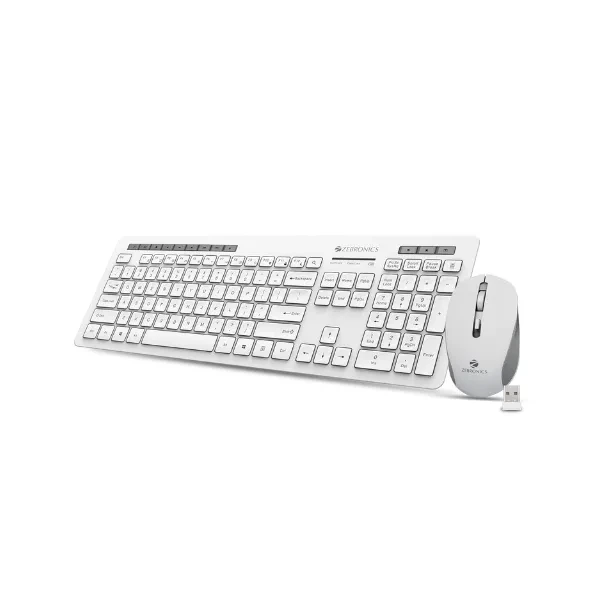 ZEBRONICS Zeb-Companion 500 2.4GHz Wireless Keyboard and Mouse Set, USB Nano Receiver, Chiclet Keys, Ultra Silent, Power On/Off Switch, Rupee Key, for PC/Mac/Laptop (White)