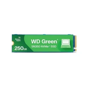 Western Digital WD Green SN350 NVMe 250GB, Upto 2400MB/s, 3 Y Warranty, PCIe Gen 3 NVMe M.2 (2280), Internal Solid State Drive (SSD) (WDS250G2G0C), Green