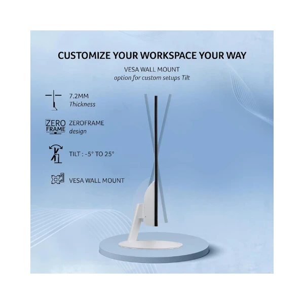 Acer SA242Y G0 23.8 Inch Full HD IPS Ultra Slim (7.2mm Thick) Backlight LED Monitor I Zero Frame I 120Hz Refresh I 1 MS VRB I Adaptive Sync I 1xHDMI 1xVGA I Stereo Speakers I Eye Care I Eco Display