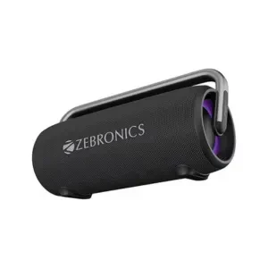 ZEBRONICS AXON 100 Portable Party Bluetooth Speaker, 90W RMS, Quad Drivers + Dual Passive Radiators, IPX5, Upto 6 Hours Playback, Rapid Charging, BT | USB | AUX | TWS, Fabric Finish, RGB, Deep Bass