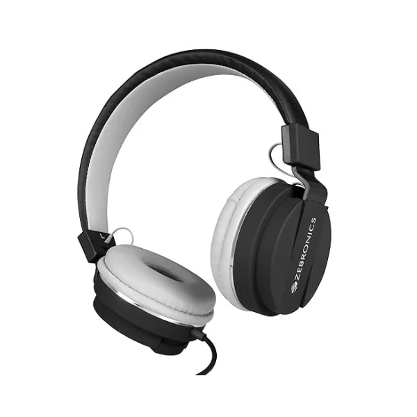Zebronics Zeb-Storm On Ear Wired Headphone with 3.5mm Jack, Built in Microphone for Calling, 1.5 Meter Cable, Soft Ear Cushion, Adjustable Headband, Foldable Ear Cups and Lightweight Design (Black)