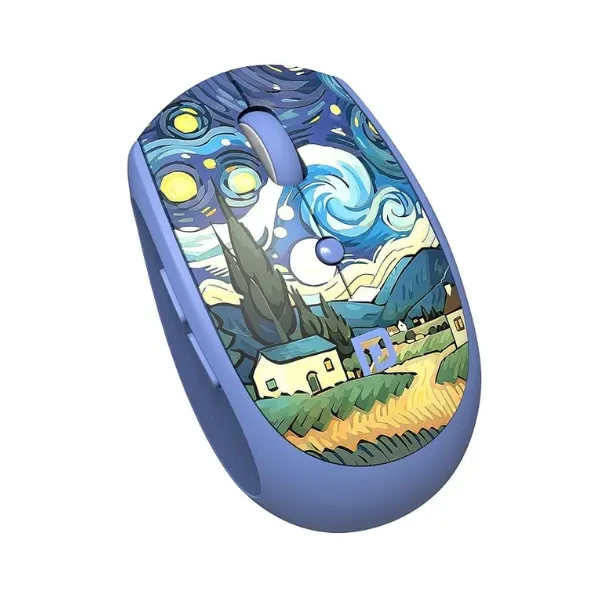 Portronics Toad III Plus Rechargeable Bluetooth Mouse with Bluetooth & 2.4 GHz Wireless Connectivity, Stylish Illustrated Design, 6 Buttons, Soft Silicone Grip for Laptop, PC, Mac (Blue)