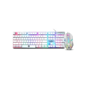 FRONTECH KB-0040PW Wired Gaming Keyboard and Mouse Combo for PC & Laptop | USB Plug & Play | 105 Keys Keyboard + 1200 DPI Optical Mouse | Compatible with Windows 11/10/8/7