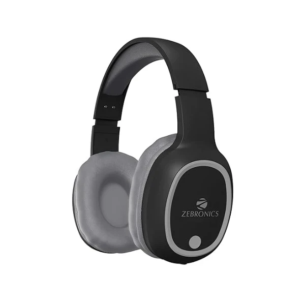 ZEBRONICS THUNDER Bluetooth 5.3 Wireless Headphones with 60H Backup, Gaming Mode, Dual Pairing, ENC, AUX, Micro SD, Voice assistant, Comfortable Earcups, Call Function(Black)