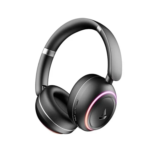 boAt Rockerz 480 W/RGB LEDs, 6 Light Modes, 40Mm Drivers, Beast Mode, 60Hrs Playback, Enx Tech, BT V5.3, Adaptive Fit & Easy Access Controls, Bluetooth Over Ear Headphones(Black Sabre)