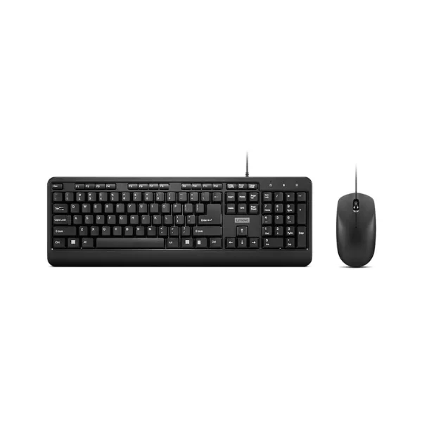 Lenovo 160 Keyboard & Mouse Wired Combo | Waterproof Exoskeleton | Splash Proof Keys | 1600 DPI Full Size Mouse | Non-Slip Scroll Wheel | Adjustable Keyboard Stand | 3 Yr Warranty