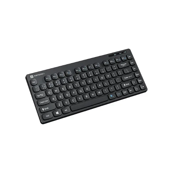 Portronics Bubble Multimedia Wireless Keyboard 2.4 GHz & Bluetooth 5.0 Connectivity, Noiseless Experience, Compact Size for iOS iPad Air, Pro, Mini, Android, Windows Tablets PC Smartphone(Black)