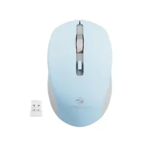 ZEBRONICS Zeb-Jaguar Wireless Mouse, 2.4GHz with USB Nano Receiver, High Precision Optical Tracking, 4 Buttons, Plug & Play, Ambidextrous, for PC/Mac/Laptop (Light Blue+Grey)