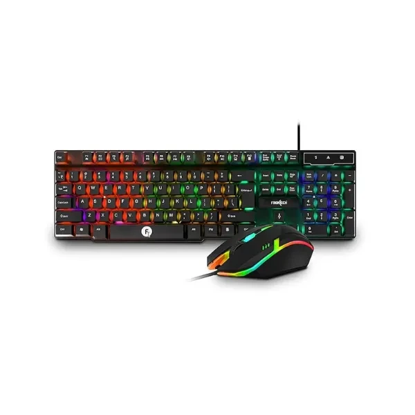 FRONTECH Wired Gaming Combo Keyboard and Optical Mouse with RGB Backlight Effects| 104 Membrane Keys | USB Plug & Play | Ergonomic & Comfortable Design (KB-0040, Black)