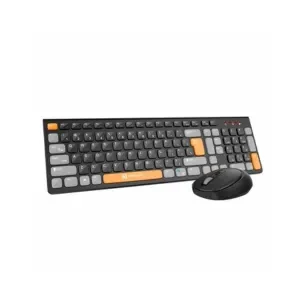 Portronics Key7 Combo Wireless Keyboard & Mouse Set with Copilot AI, 2.4 GHz USB Receiver, 10m Range, 12 Shortcut Keys, Adjustable DPI (Up to 1600), 10M Key Life for PC, Laptop, Mac(Black+Orange)