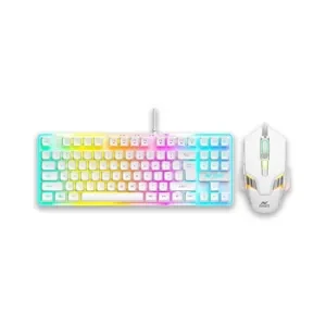 Ant Esports MK710 V2 Membrane TKL Wired Gaming Keyboard Mouse Combo 87 UV Coated Mechanical feel Keys Cool RGB Backlight Keyboard,1200-3600 DPI Aero-Jet RGB Gaming Mouse with Type C Adapter_ Mercury
