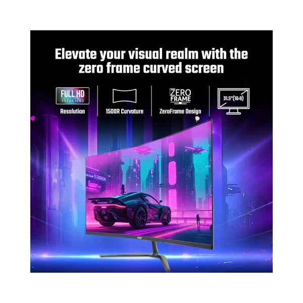 Acer ED320QR H 31.5 Inch Full HD VA Panel 1500R Curved Backlight LED Monitor I 1 MS VRB I 100Hz Refresh Rate I AMD Free Sync I 1 x HDMI 1 x VGA with Inbox HDMI Cable I Tilt Option I Eye Care Features