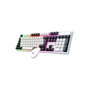 Ant Esports KM1610 LED Gaming Keyboard and Mouse Combo, 104 Keys Rainbow Backlit Keyboard and 7 Colour RGB Mouse for PC Laptop Xbox PS4 Gamers and Work, White