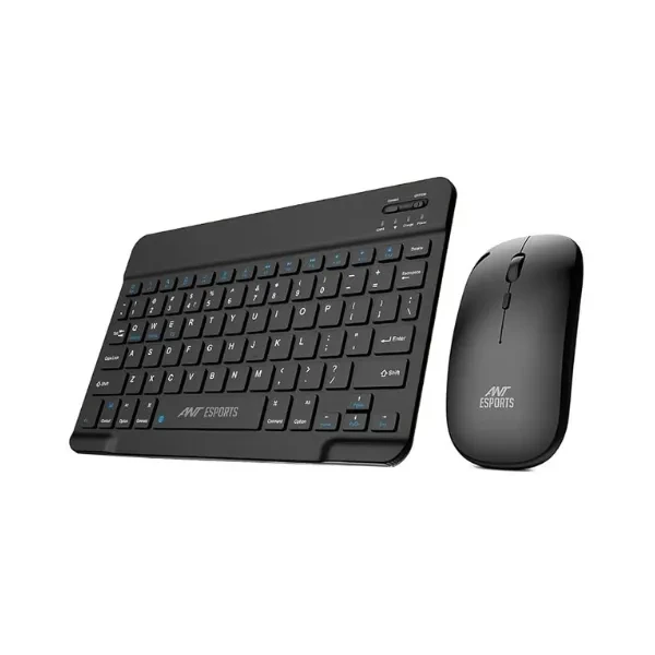 Ant Esports WKM11 Wireless Keyboard and Mouse Combo, Ultra Compact Slim Keyboard and Ergonomic Mouse for Desktop/PC/Laptop/Tablets and Windows 10/8/7, Build in Rechargeable Battery – Black