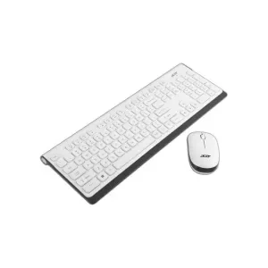 Acer Wireless Keyboard & Mouse Combo with Attractive Durable Design, 2.4GHz Nano Receiver, 10m Range, Indian Rupee Key Code, 1600 DPI, 10M Keystrokes Life for Microsoft Windows and Mac OS(White/Grey)