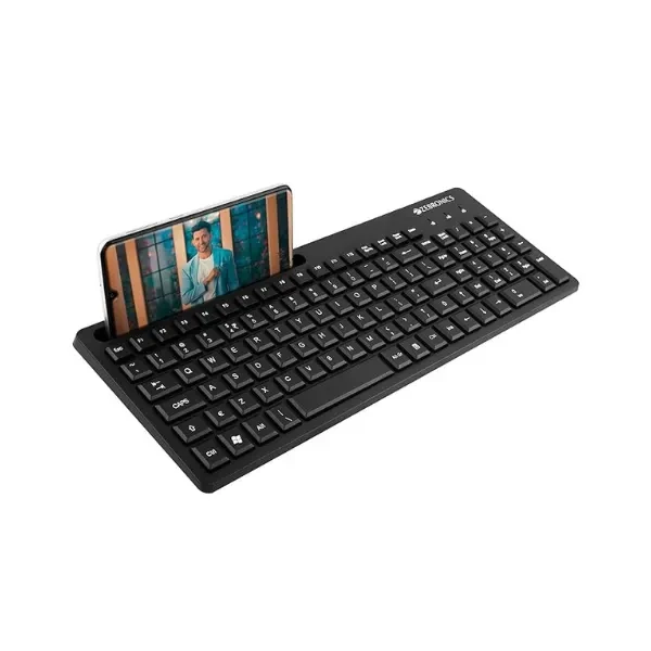ZEBRONICS K36 Wired USB Keyboard with 106 Keys, Slim Design, Smartphone Holder, Retractable Stand, 1.2m Cable Length with Â‚Rupee Key