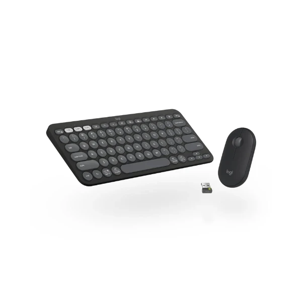 Logitech Pebble 2 Combo, Wireless Keyboard and Mouse, Quiet and Portable, Customisable, Logi Bolt, Bluetooth, Easy-Switch for Windows, macOS, iPadOS, Chrome - Tonal Graphite